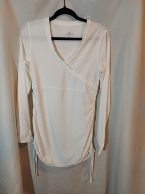 Athleta Wick-It White Long Sleeve Faux Wrap Swim Cover Up Tunic - Size S